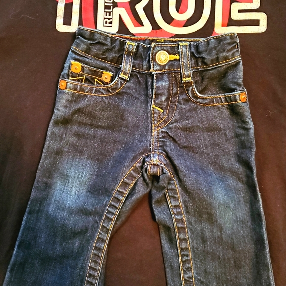 True Religion "Baby Billy" Dark Blue Denim Jeans Infant Boys Size 6-12 Month EUC - Picture 2 of 3